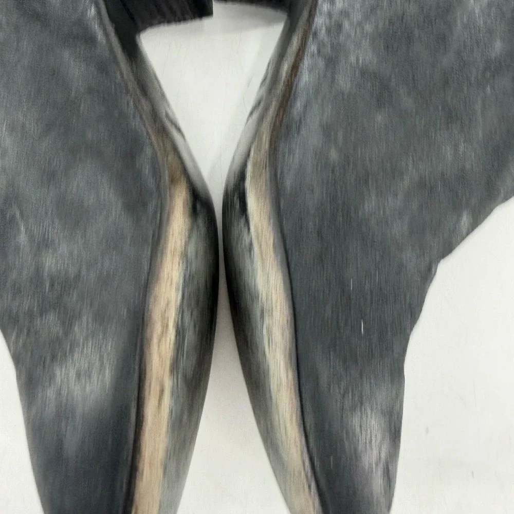Elisanero Leather Ankle Boots Women 38 Black V-Cut Distressed Avant Garde Goth‎